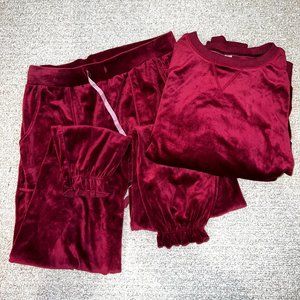 Gilligan O'Malley Red Velvet Bubble Sleeve Top AND Joggers Size Small